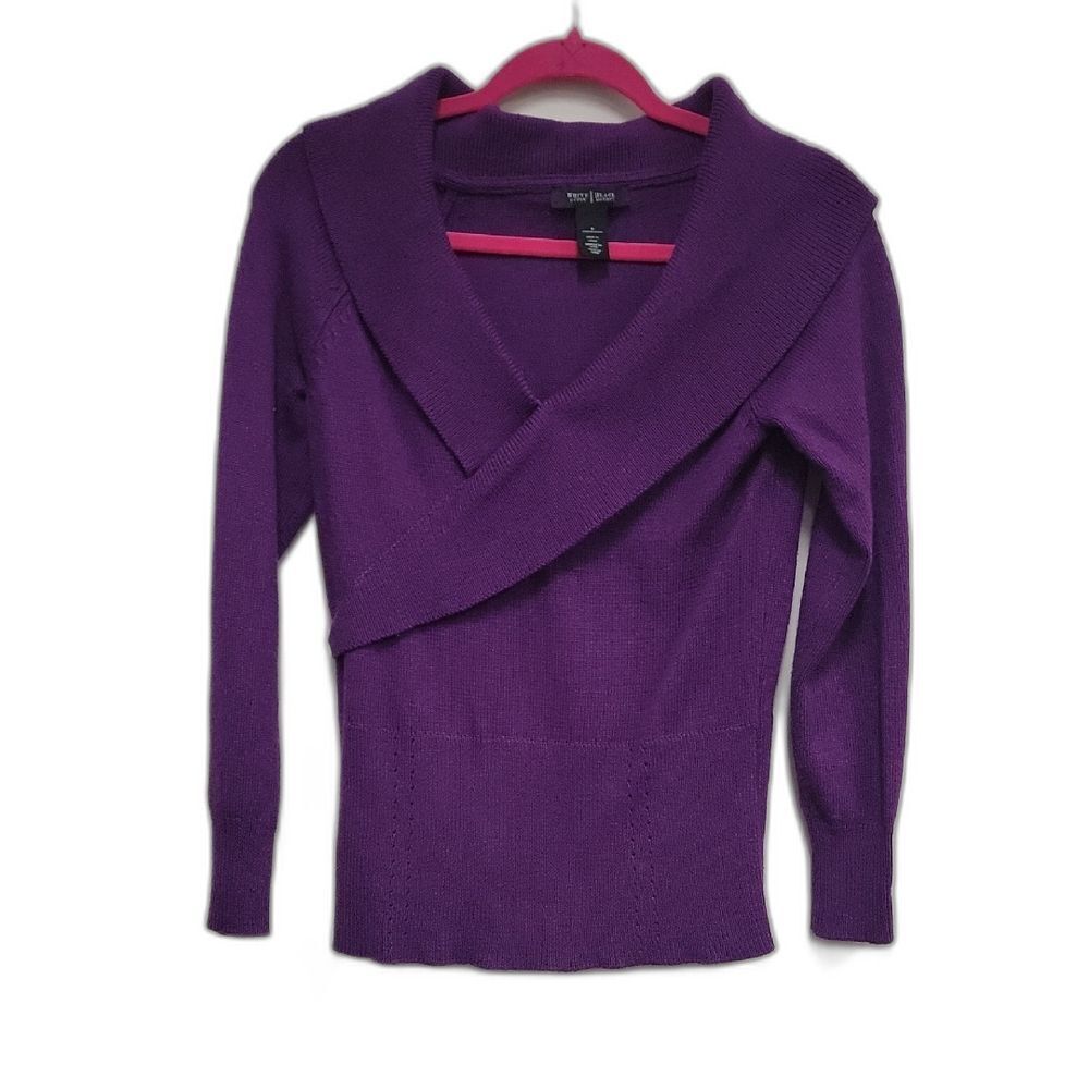 White House Black Market Purple Off-the-Shoulder Sweater